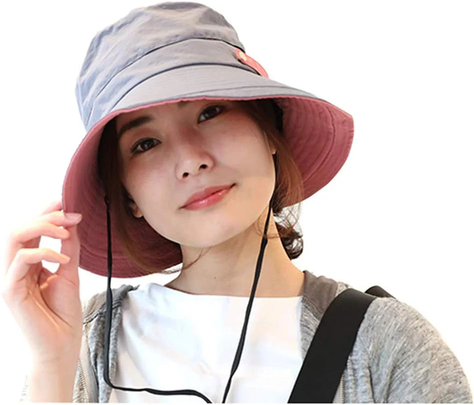 [DreamHats] ハット (内部メッシュ仕様で蒸れ軽減) 撥水加工 (折りたたみボタン付き) UVカット 帽子 レディース
