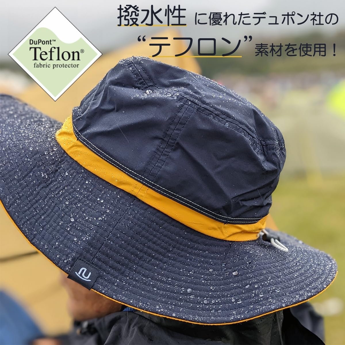 ベーシックエンチ Teflon Safari Hat 2 撥水 手洗い UVカット 99.9% UPF50+ ベンチレーション 通気性 蓄光 リフレクター 吸水速乾 サファリハット 日除け あご紐 洗える 雨 帽子 レディース メンズ ビッグサイズ